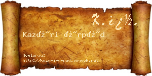 Kazári Árpád névjegykártya